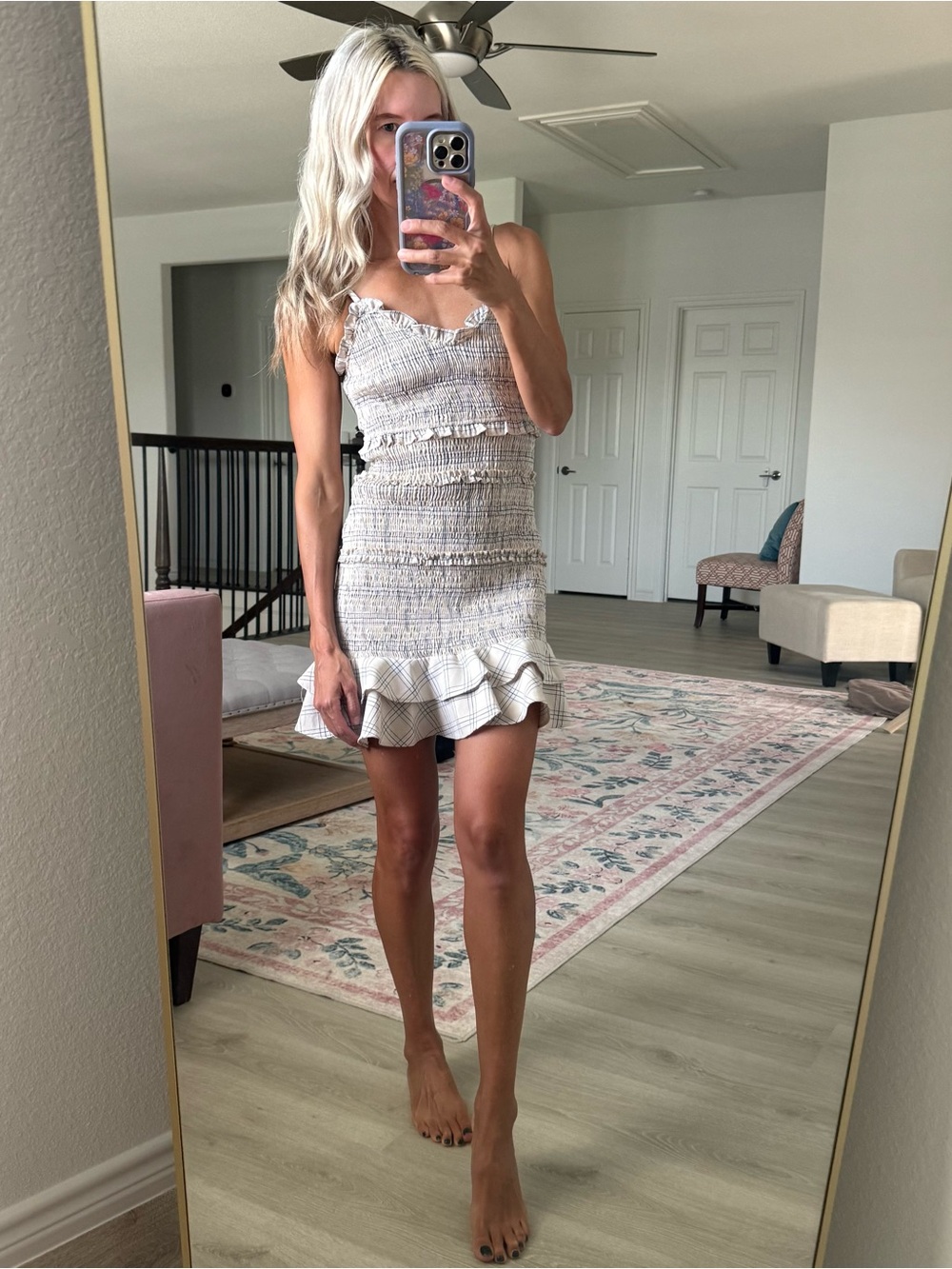 Lulus plaid ruffle dress xs